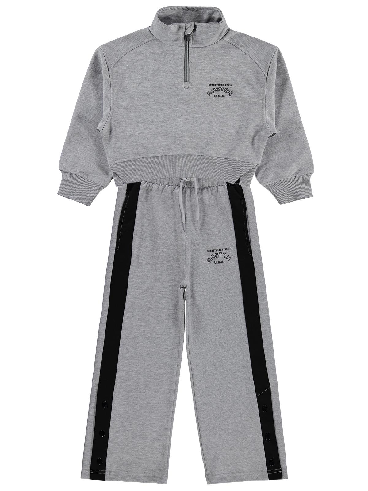 Mışıl Kids Yarım Fermuarlı 10-13 Yaş Eşofman Takımı - Gri