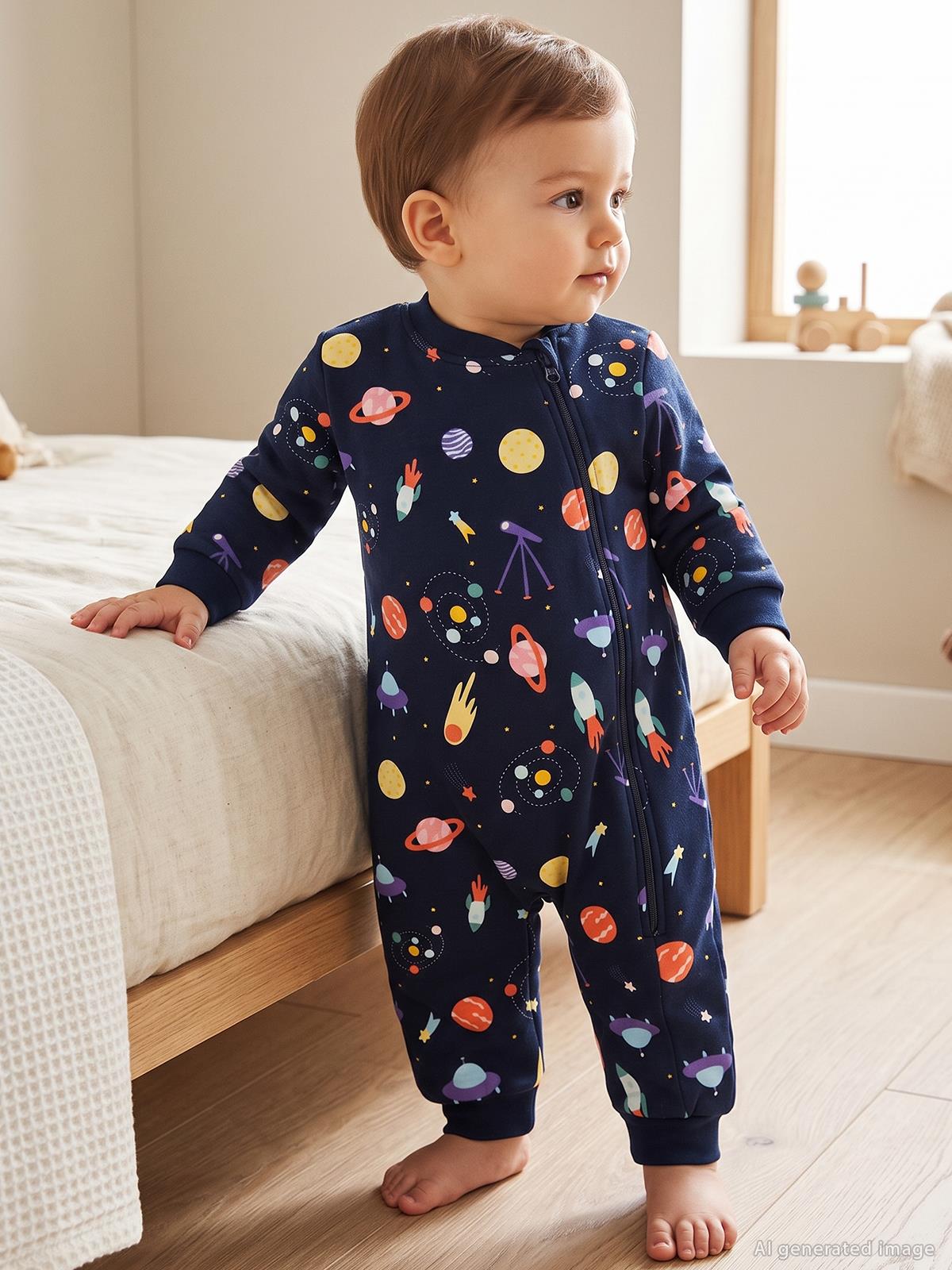 Civil Baby Space Empirme | 2.5 TOG Uyku Tulumu| Pamuklu İnterlok | Uzun Kollu Bisiklet Yaka - Lacivert