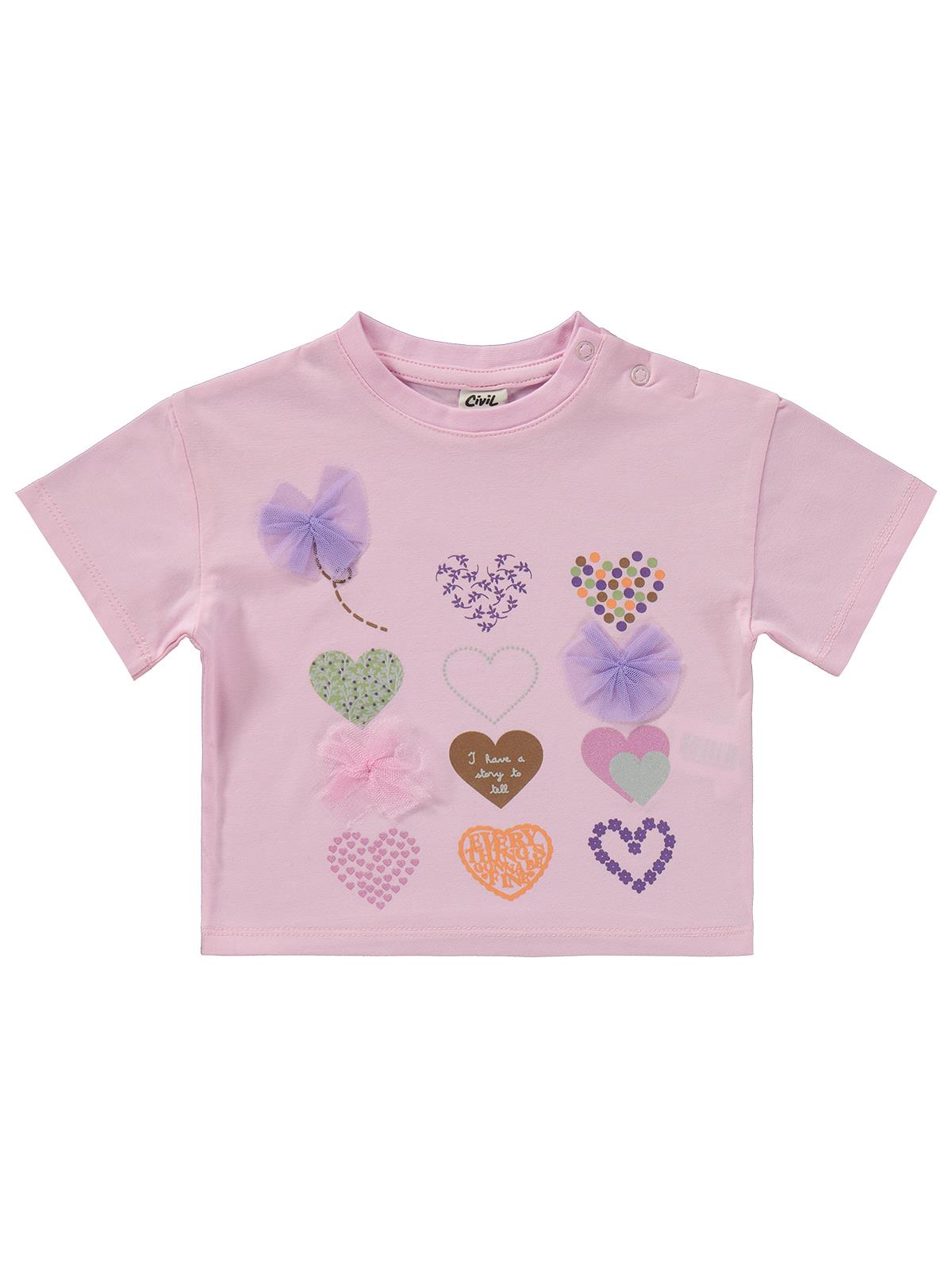 Civil Baby Kalp Nakışlı 6-18 Ay Takım - Pembe