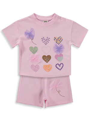 Civil Baby Kalp Nakışlı 6-18 Ay Takım - Pembe