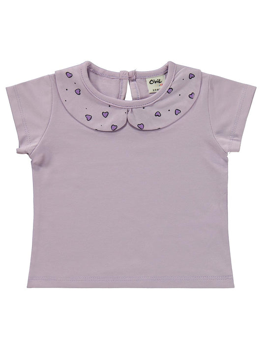 Civil Baby Kalp Empirme Bebe Yaka 6-18 Ay Takım - Lila
