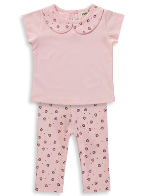 Civil Baby Kalp Empirme Bebe Yaka 6-18 Ay Takım - Pembe