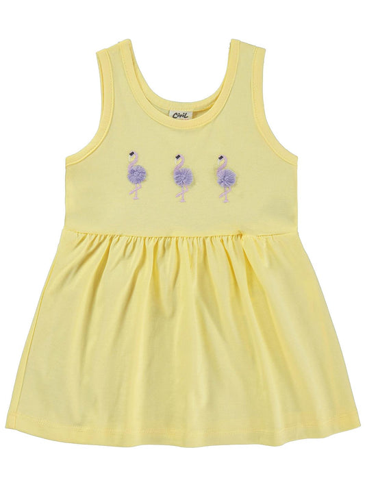 Civil Baby Flamingo Nakış 6-18 Ay Elbise - Sarı