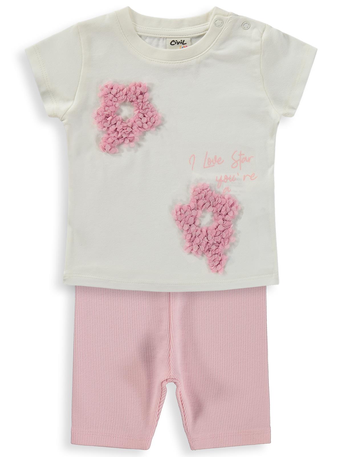 Civil Baby Yıldız Baskılı 6-18 Ay Takım - Pembe