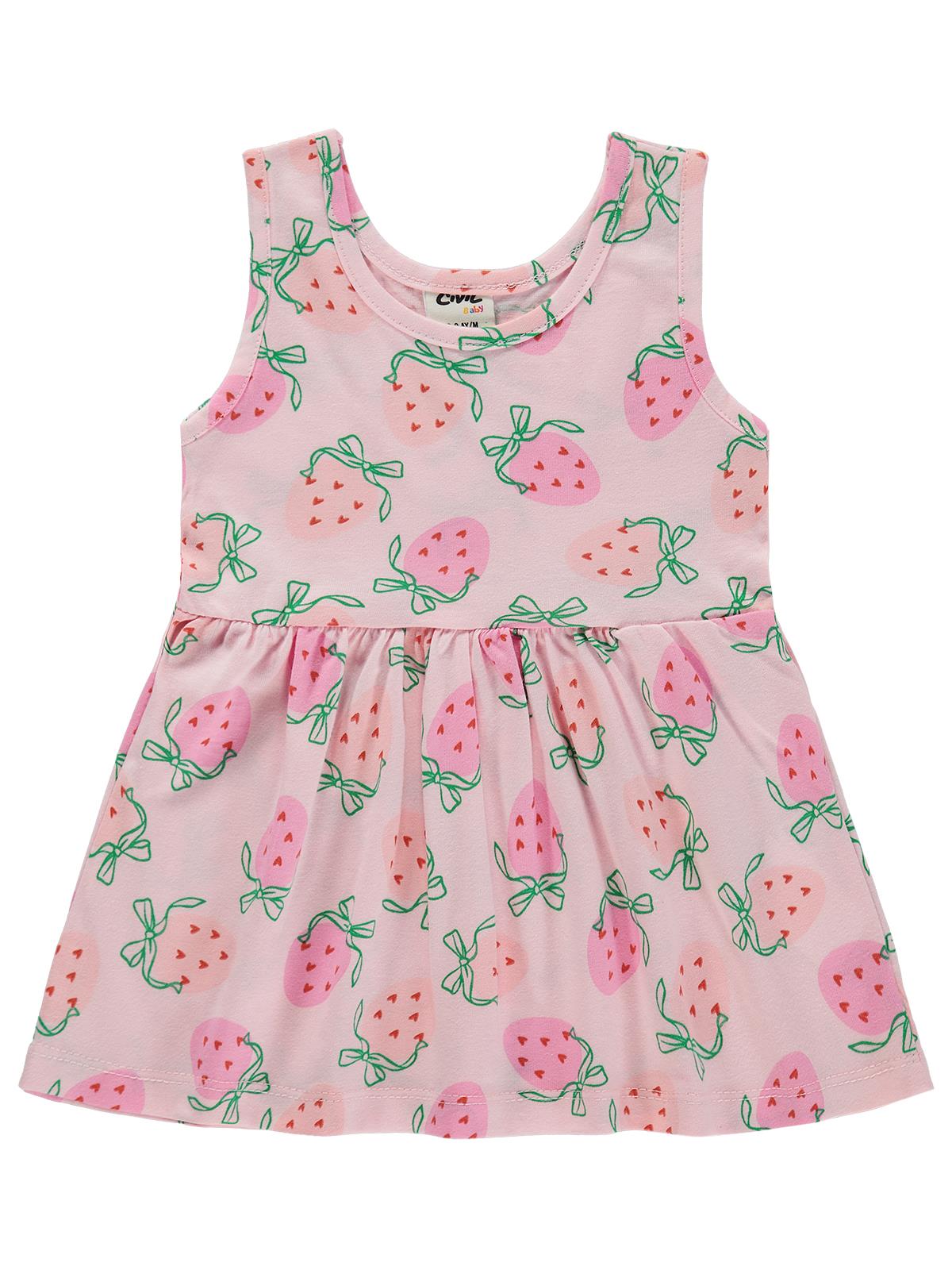 Civil Baby Çilek Empirme 6-18 Ay Elbise - Pembe