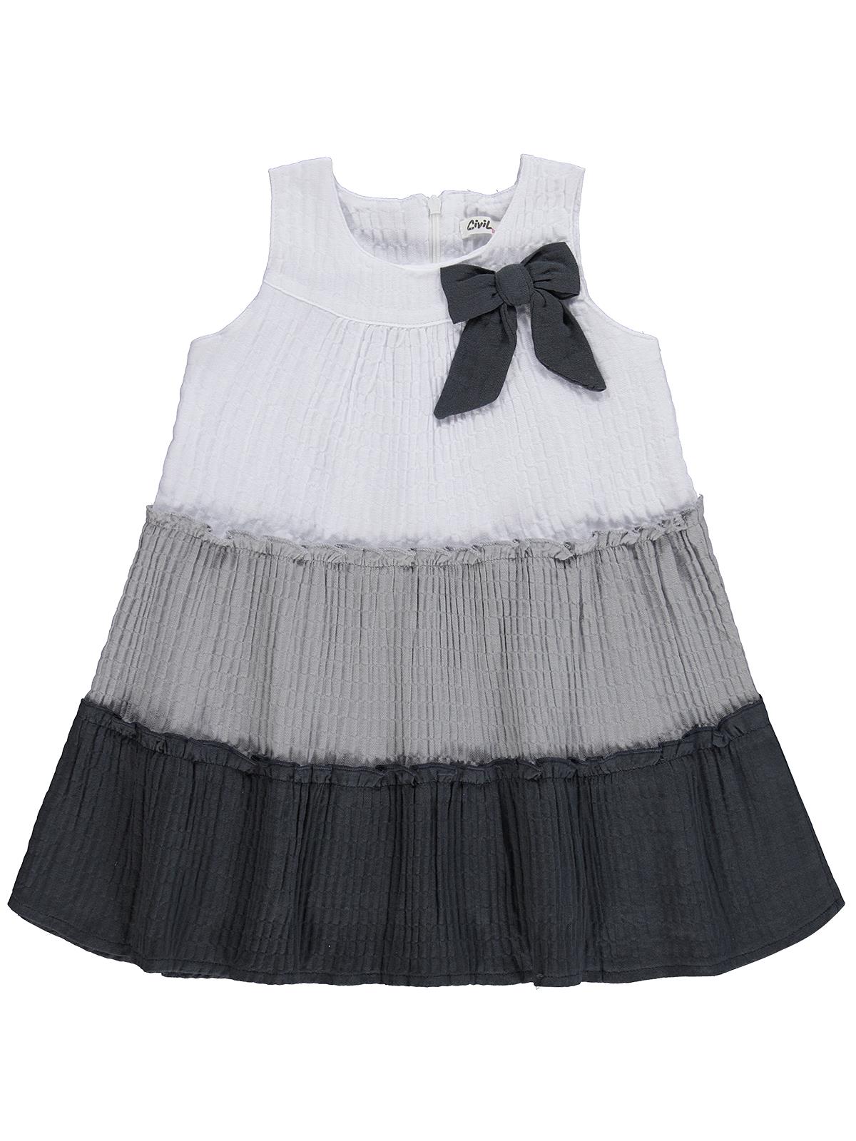Civil Girls Fiyonklu 2-5 Yaş Elbise - Gri