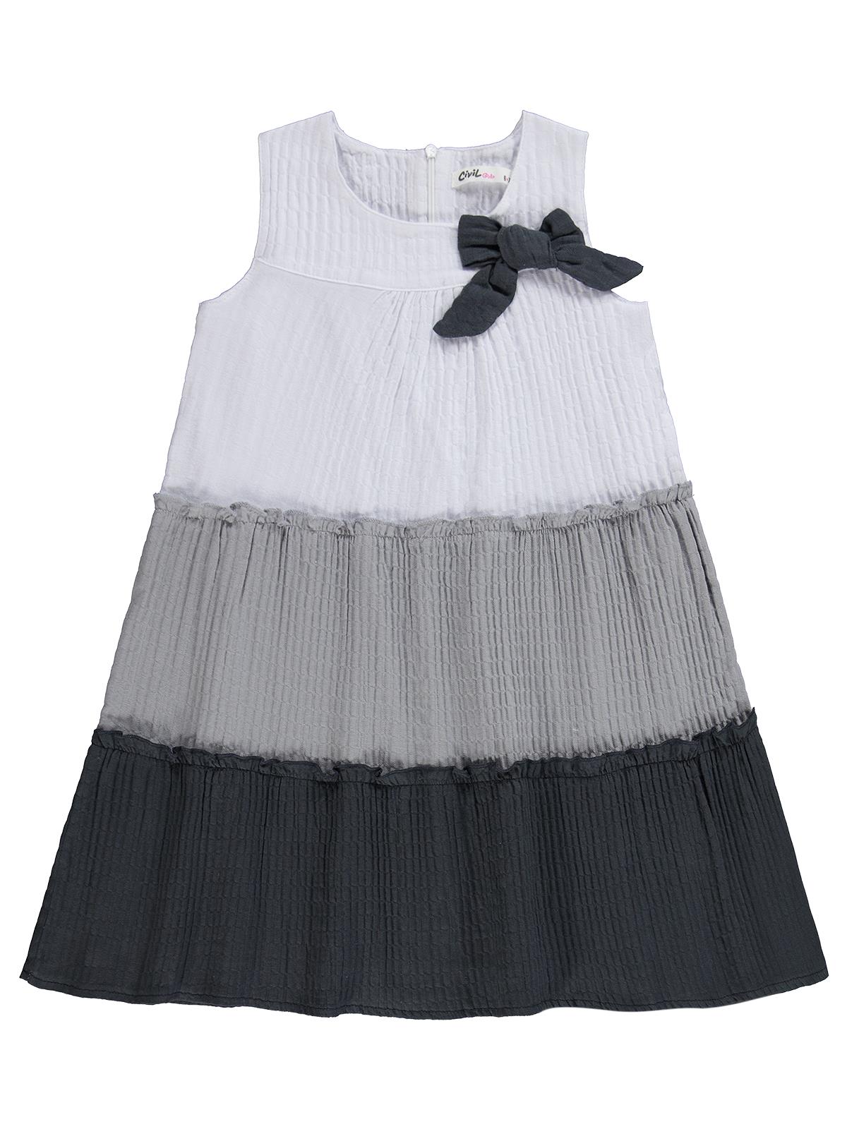 Civil Girls Fiyonklu 6-9 Yaş Elbise - Gri