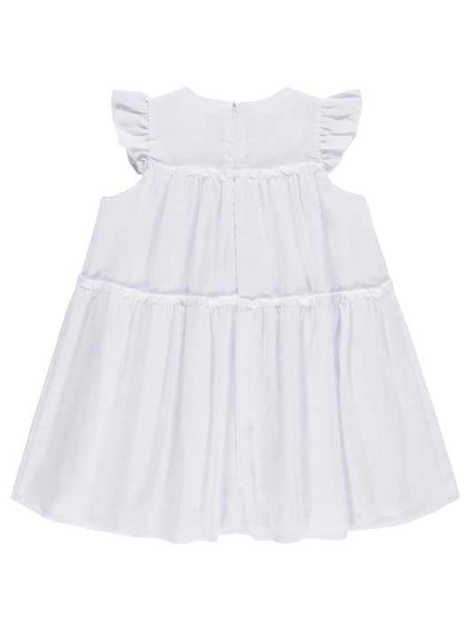 Civil Girls Fiyonklu Volanlı 2-5 Yaş Elbise - Kırık Beyaz