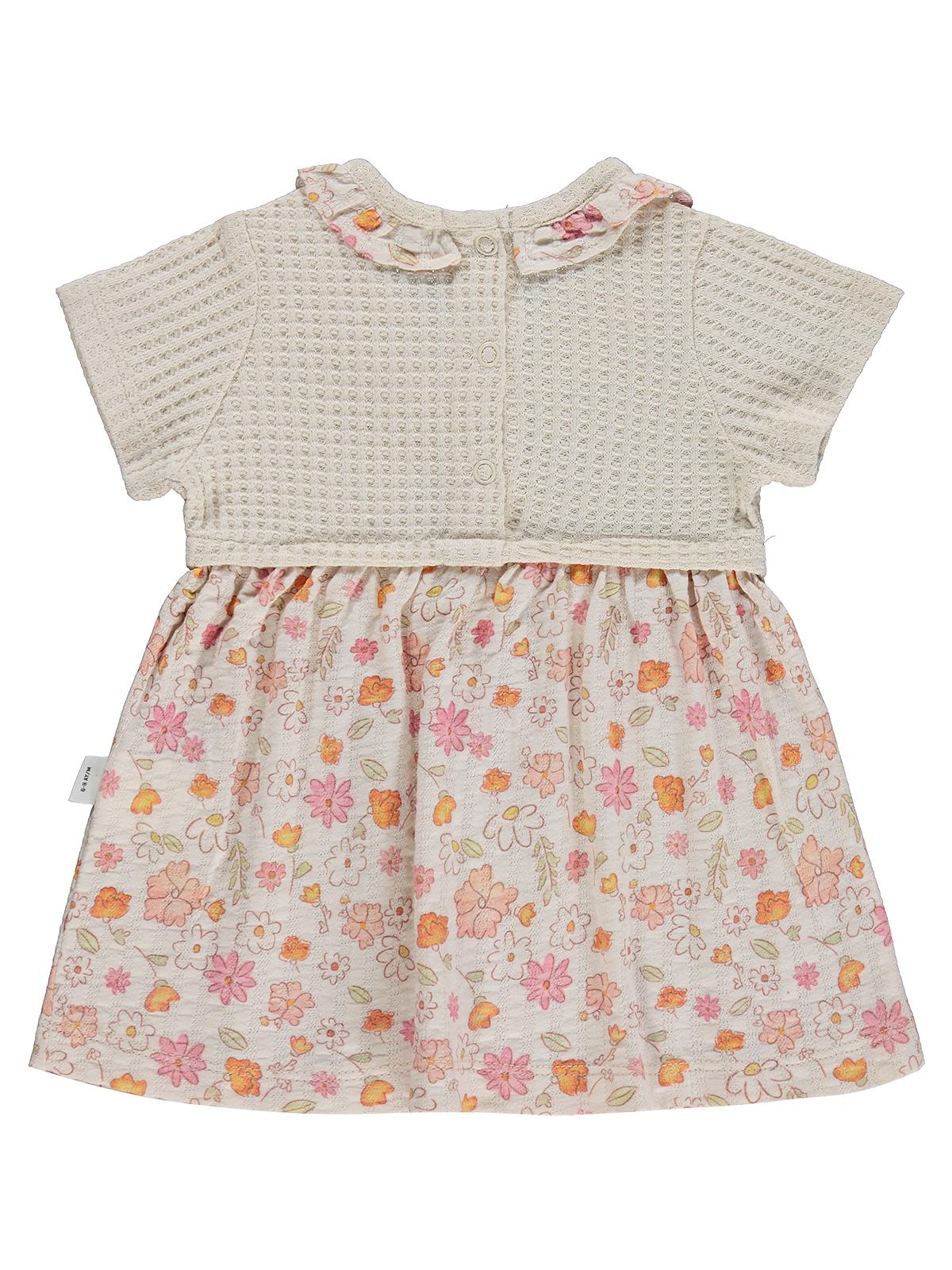 Civil Baby Çiçek Yaprak Empirme 6-18 Ay Tulum - Bej