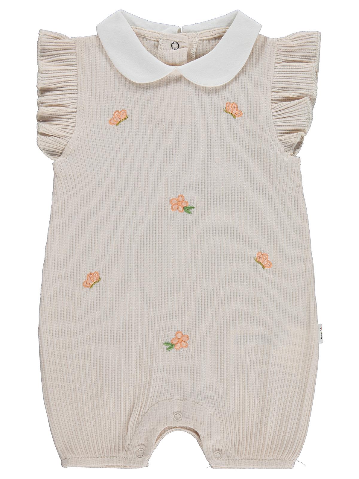 Civil Baby Çiçek Nakış 6-18 Ay Tulum - Bej