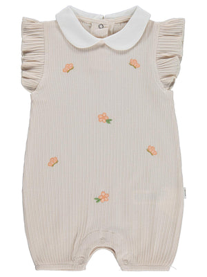 Civil Baby Çiçek Nakış 6-18 Ay Tulum - Bej