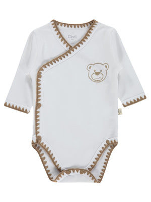 Civil Baby Oturan Tatlı Ayı Baskılı 1-9 Ay Çıtçıtlı Badi - Ekru