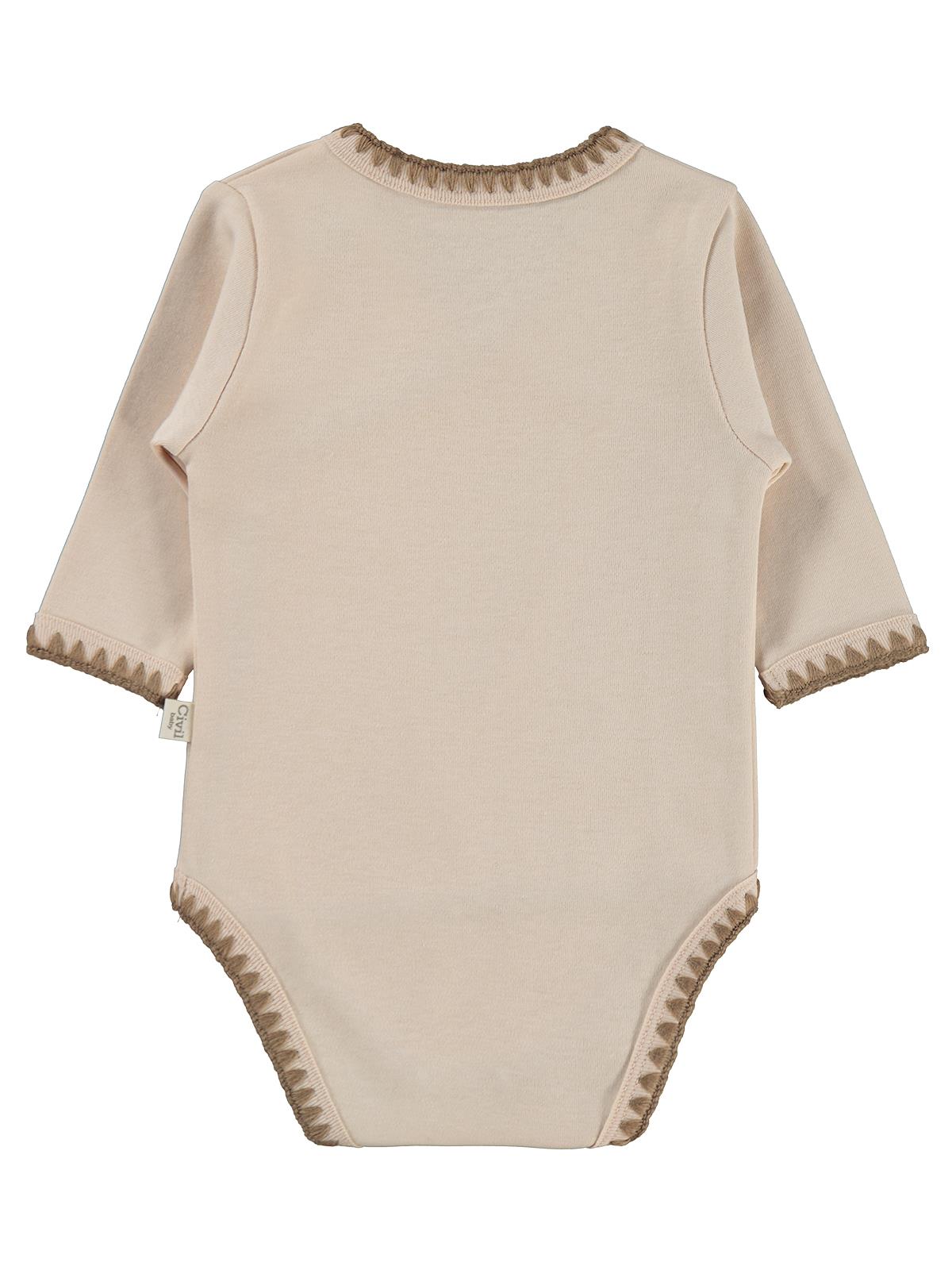 Civil Baby Oturan Tatlı Ayı Baskılı 1-9 Ay Çıtçıtlı Badi - Fil Dişi