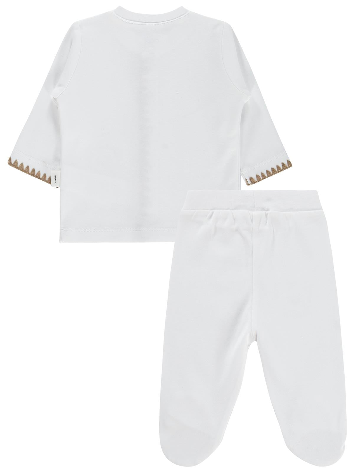 Civil Baby Oturan Tatlı Ayı Baskılı 1-9 Ay Pijama Takımı - Ekru