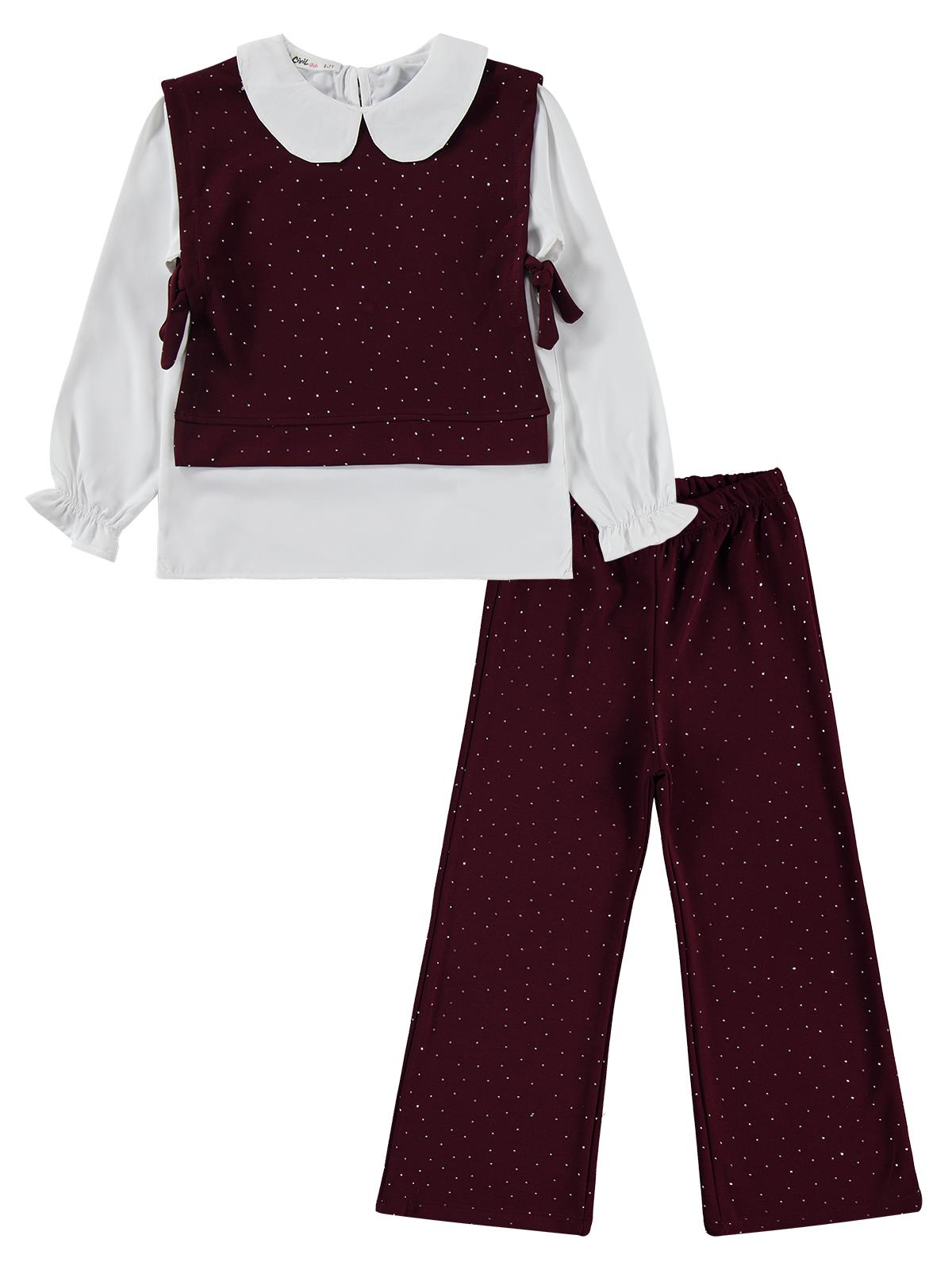 Civil Girls Yakalı 10-13 Yaş Takım - Bordo