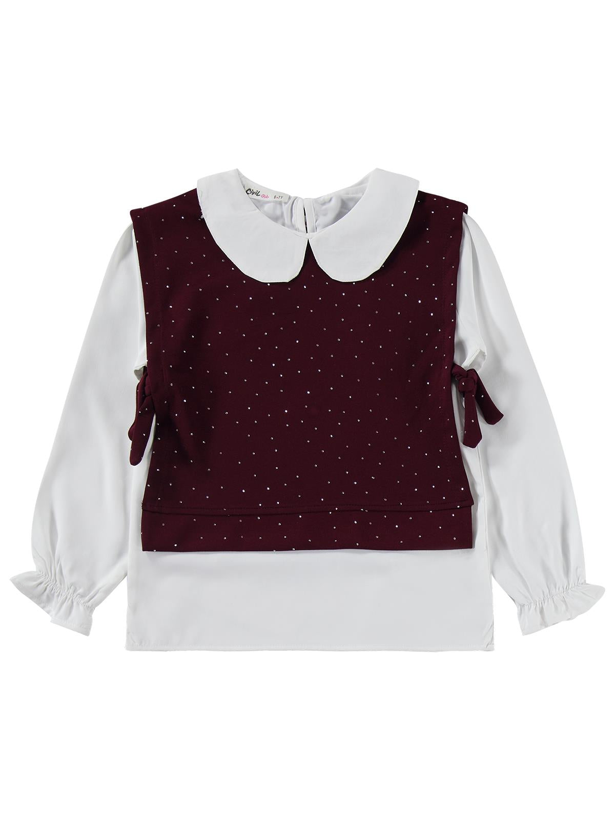 Civil Girls Yakalı 10-13 Yaş Takım - Bordo