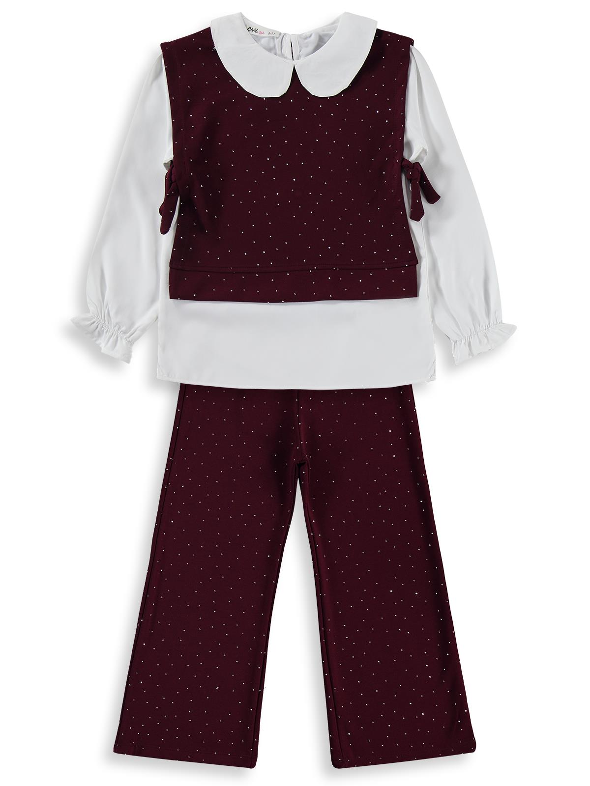 Civil Girls Yakalı 10-13 Yaş Takım - Bordo