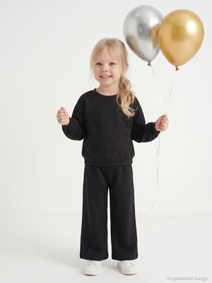 Civil Girls Taş Baskılı 2-5 Yaş Eşofman Takımı - Siyah