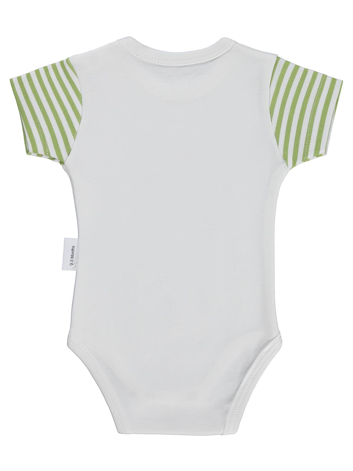 Nova Baby Yeşil Ema Kokulu Kısa Kol  1-12 Ay Çıtçıtlı Badi - Ekru