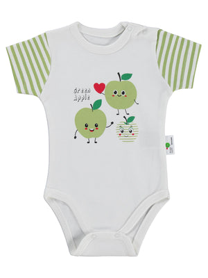 Nova Baby Yeşil Ema Kokulu Kısa Kol  1-12 Ay Çıtçıtlı Badi - Ekru