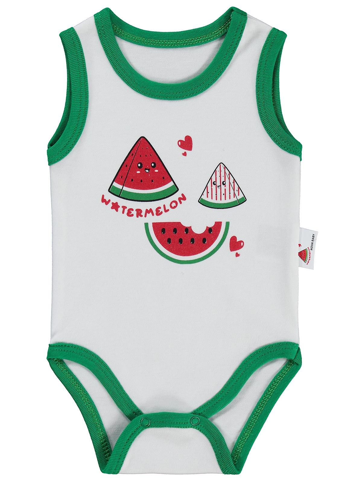 Nova Baby Karpuz Kokulu Atlet 0-9 Ay Çıtçıtlı Badi - Ekru