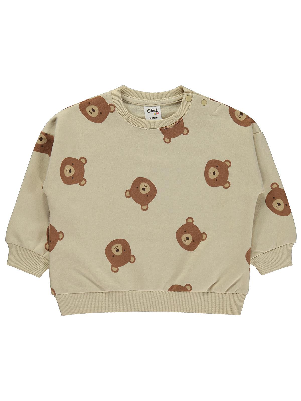 Civil Baby Ayıcık Baskılı 6-18 Ay Sweatshirt - Bej