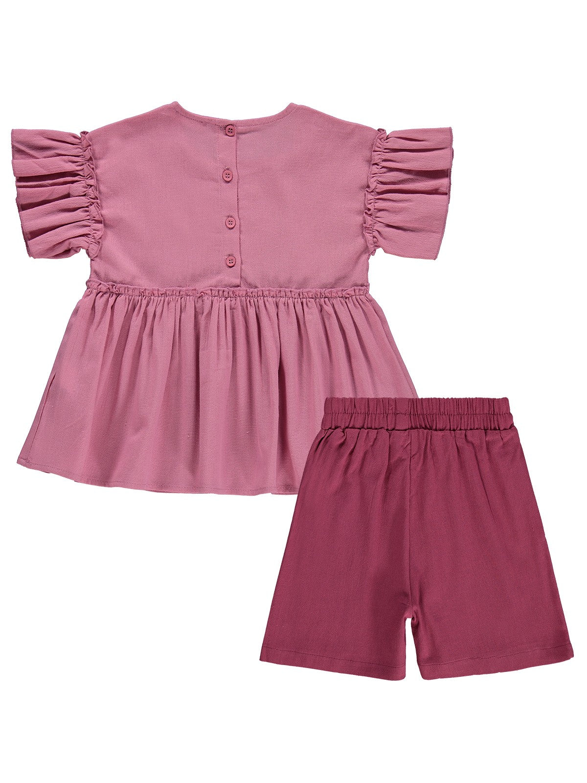 Civil Girls Volan Kol İkili 6-9 Yaş Takım - Pembe
