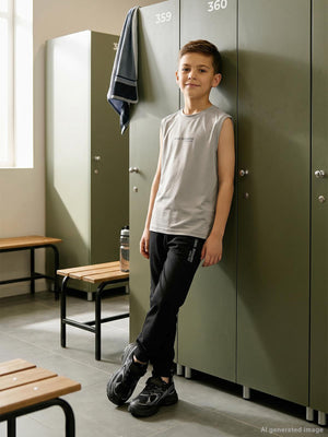 Civil Boys Reflektör Baskılı Kolsuz 10-13 Yaş Tişört - Koyu Taş Rengi