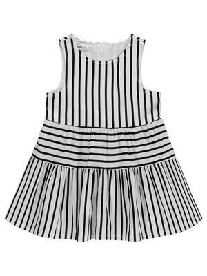 Civil Girls Çizgili Fiyonk Detaylı 2-5 Yaş Elbise - Siyah
