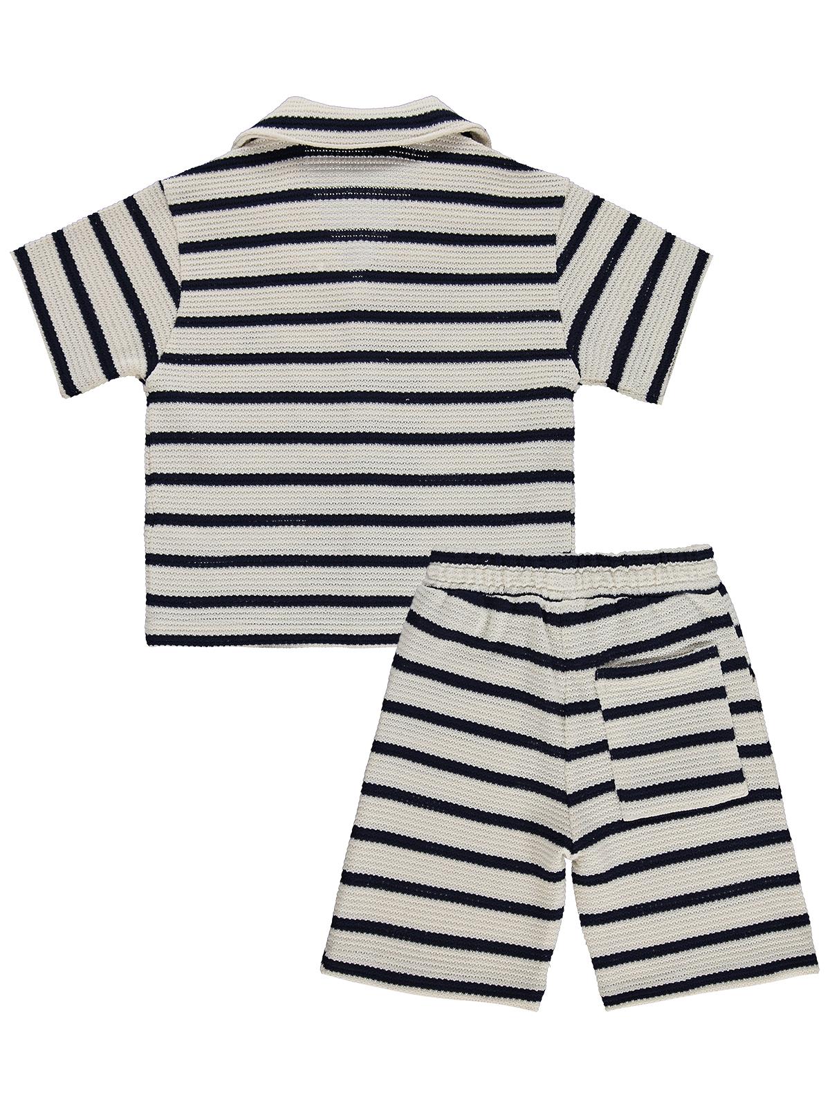 Pierre Cardin Çizgili Kaprili 6-9 Yaş Takım - Ekru