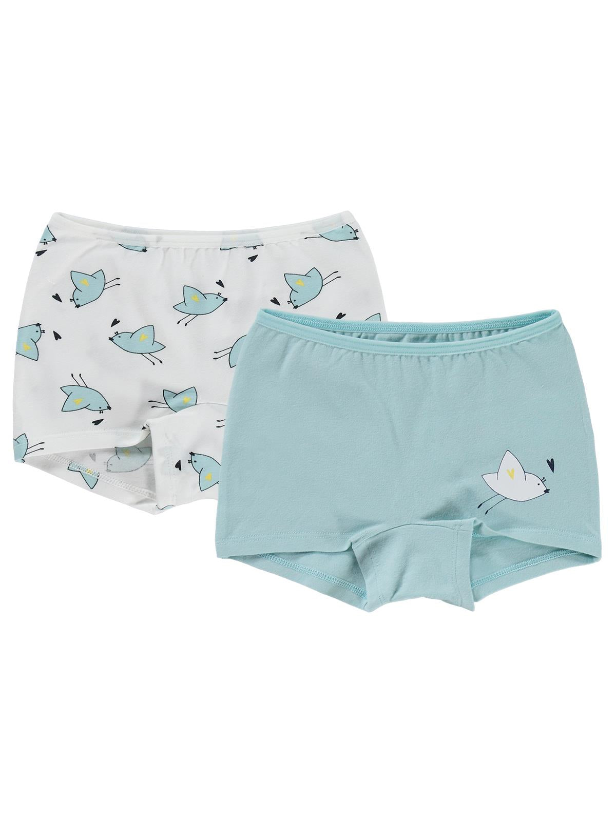 Civil Kız Çocuk Cute Bird Kız Çocuk 2'li Boxer | Likralı Süprem | Okul Kreş ve Günlük Kullanım