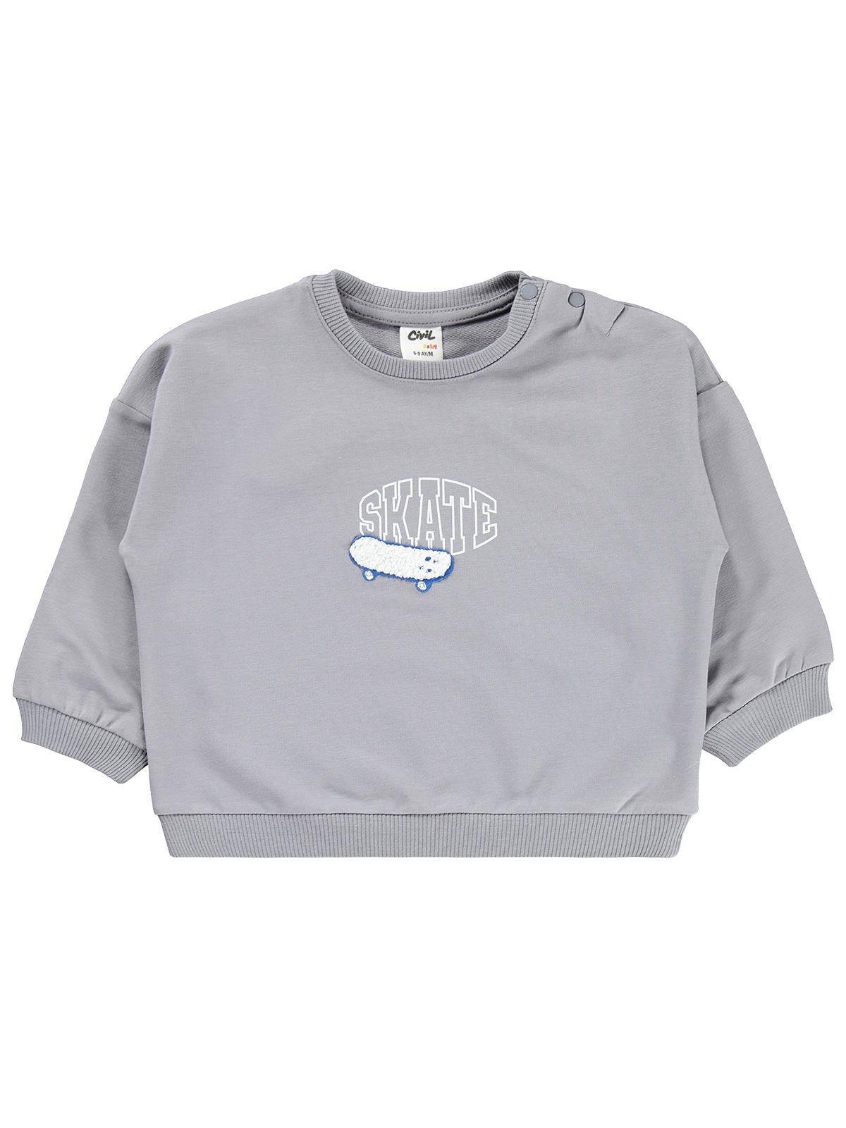 Civil Baby Skate Baskılı 6-18 Ay Takım - Gri