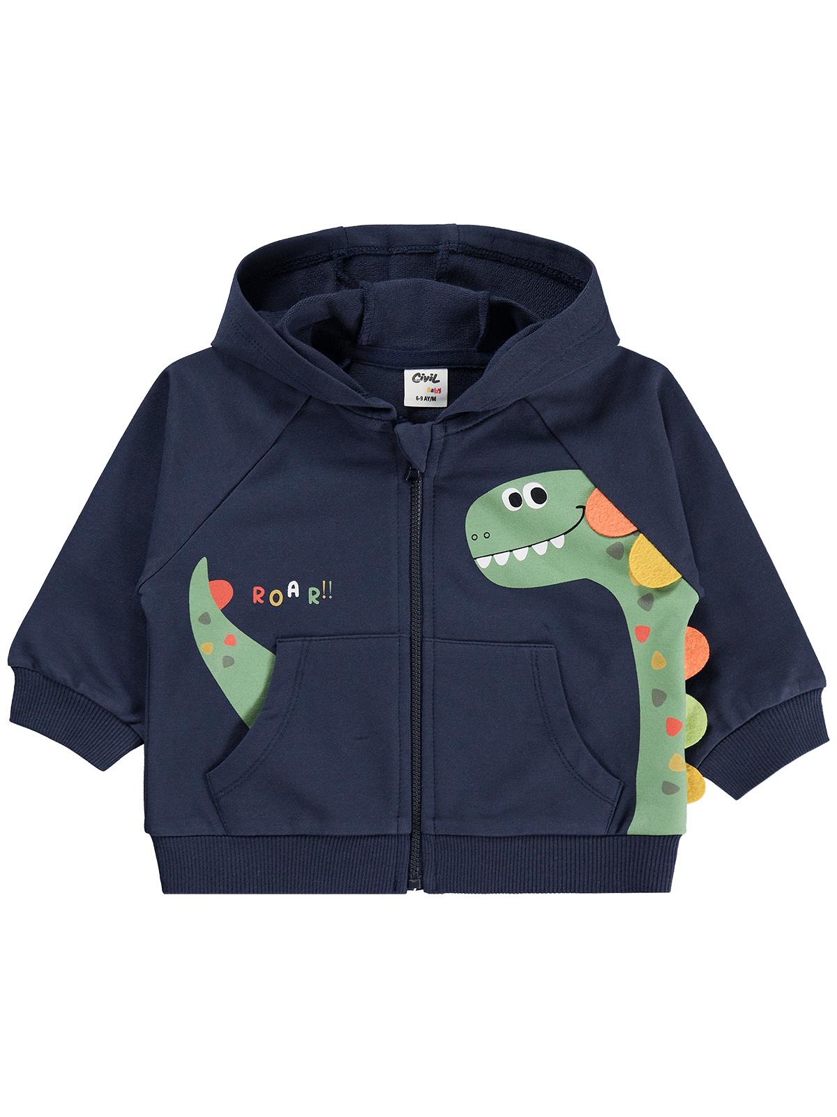 Civil Baby Dinozor Baskılı 6-18 Ay Hırka - Mavi