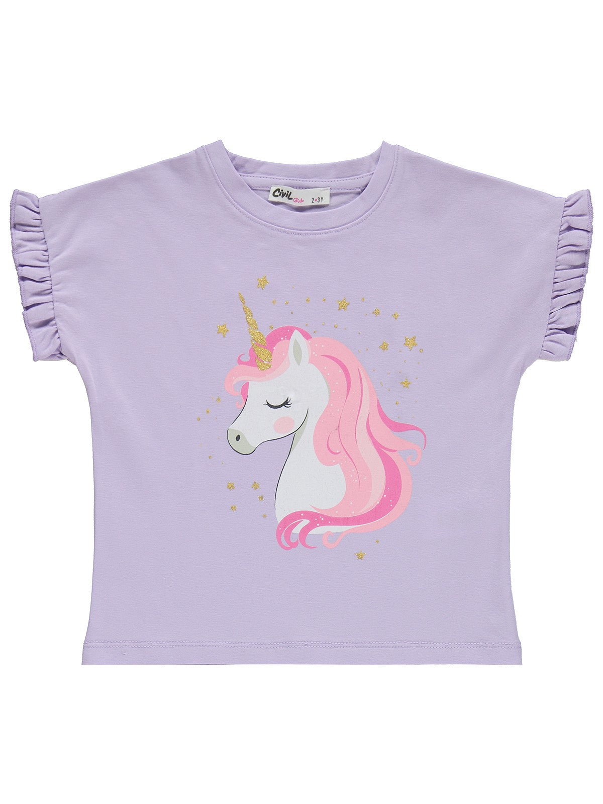 Civil Girls Unicorn Baskılı  2-5 Yaş Takım - Lila