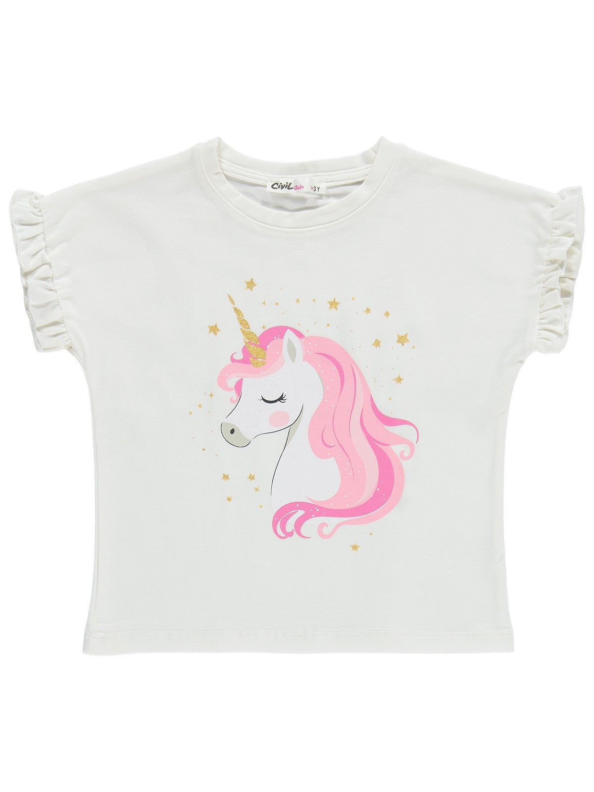 Civil Girls Unicorn Baskılı  2-5 Yaş Takım - Ekru