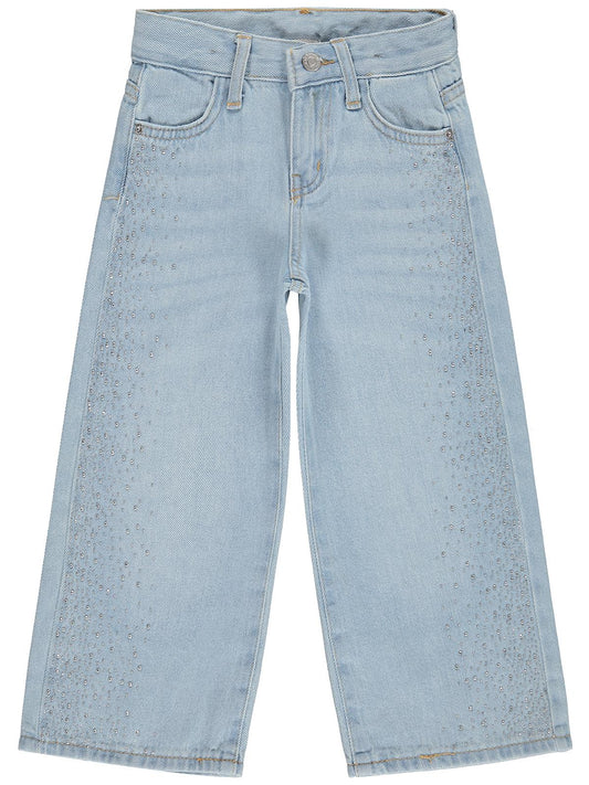 Civil Girls Taşlı Bol Paça 6-9 Yaş Pantolon Kot - Mavi