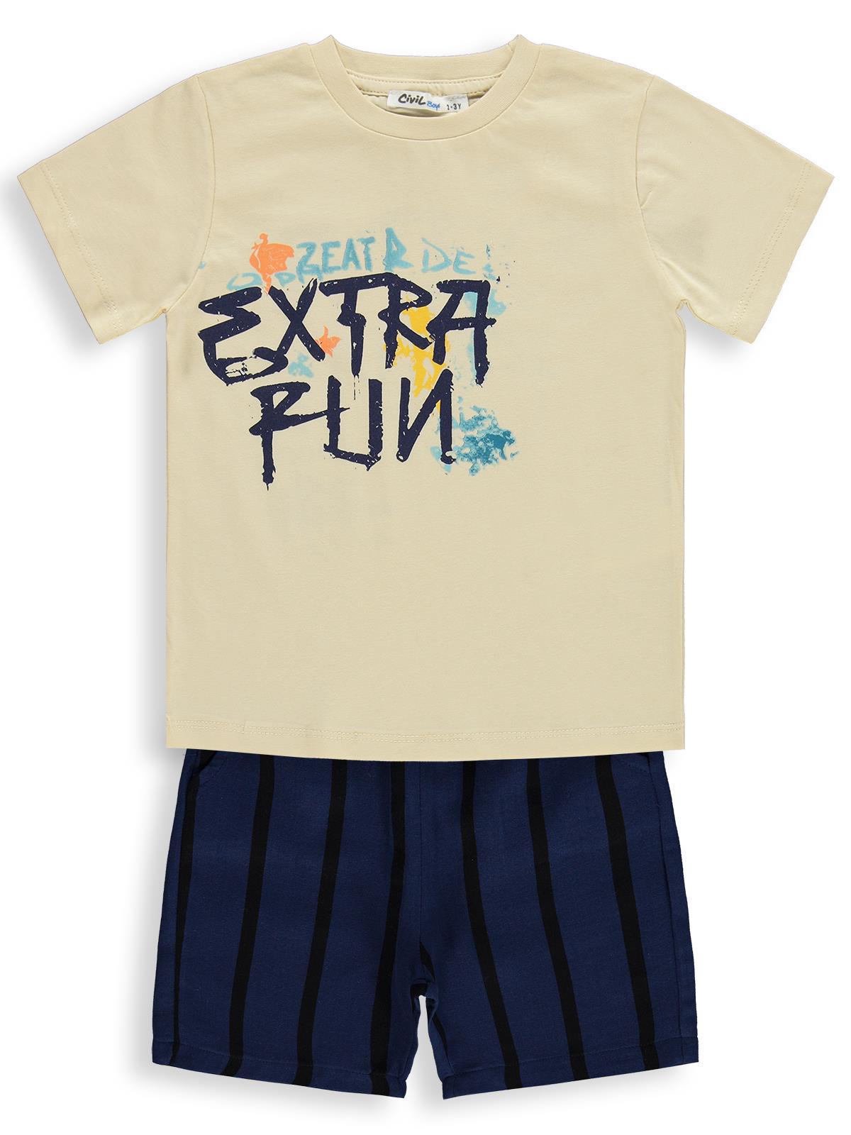 Civil Boys Extra Fun Baskılı 2-5 Yaş Takım - Ekru