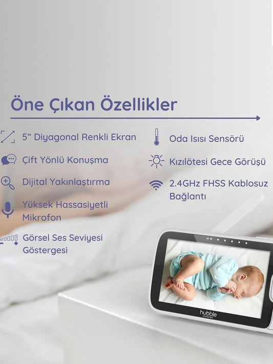 Hubble Nursery View Premium 5’’ Dijital Ekranlı Bebek Kamerası