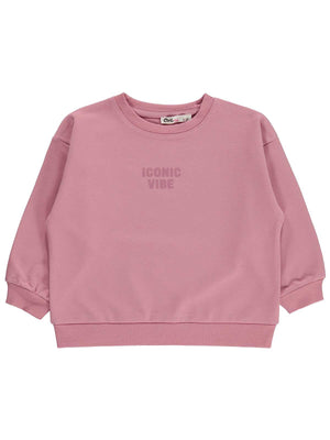 Civil Kız Çocuk Basic Sweatshirt | 2 İp Uzun Kol Bisiklet Yaka | Okul Kreş ve Günlük Kullanım - Pembe
