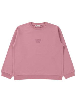Civil Kız Çocuk Basic Sweatshirt | 2 İp Uzun Kol Bisiklet Yaka | Okul Kreş ve Günlük Kullanım - Pembe