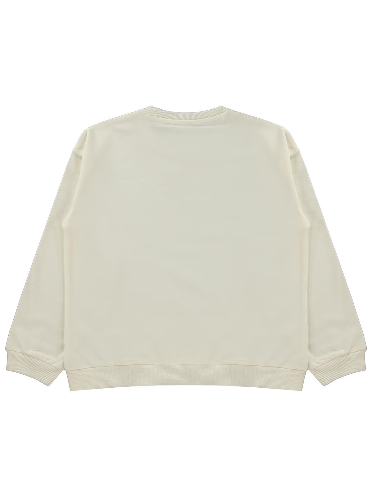 Civil Kız Çocuk Basic Sweatshirt | 2 İp Uzun Kol Bisiklet Yaka | Okul Kreş ve Günlük Kullanım - Ekru