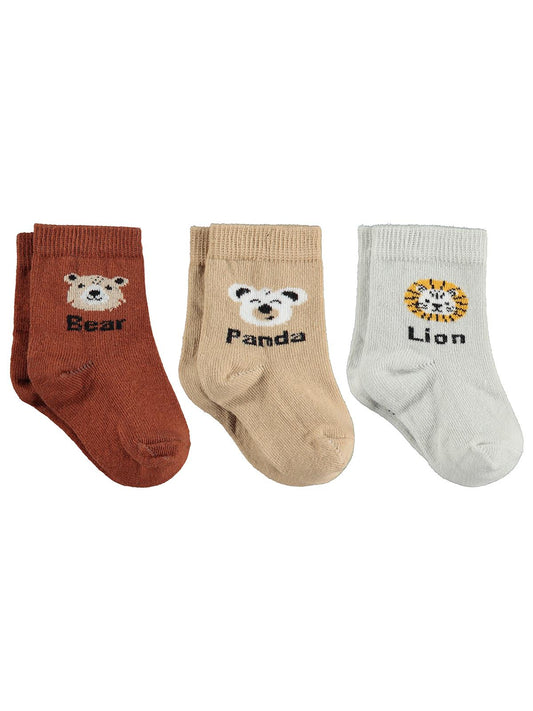 Civil Baby Panda 3'lü 6- Bebek Erkek Çorap Set