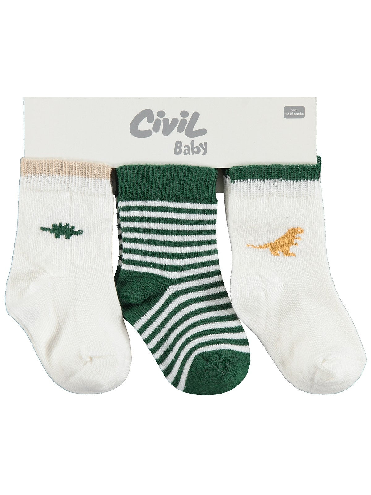 Civil Baby Dino 3'lü 6-18 Ay Bebek Erkek Çorap Set