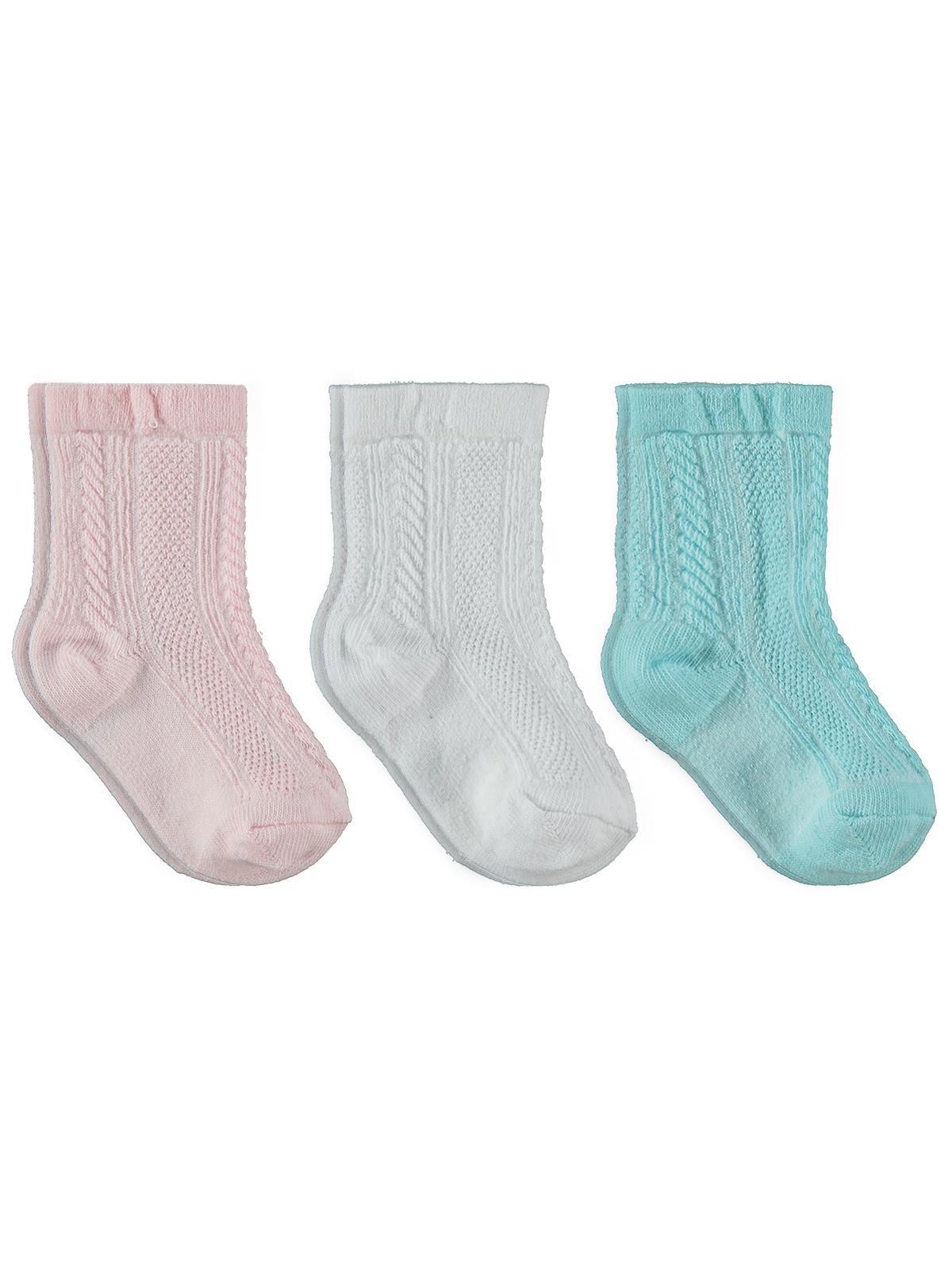 Civil Baby Jakarlı Basic 3'lü 6-18 Ay Bebek Kız Çorap Set - Standart
