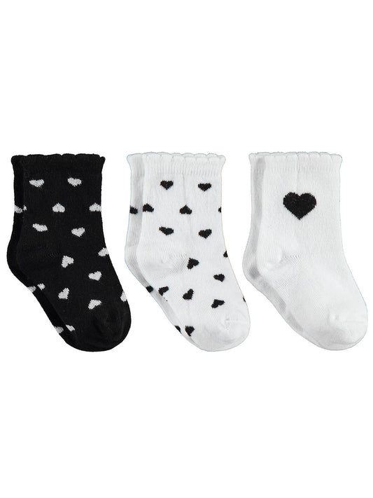 Civil Baby Kalp 3'lü 6- Bebek Kız Çorap Set