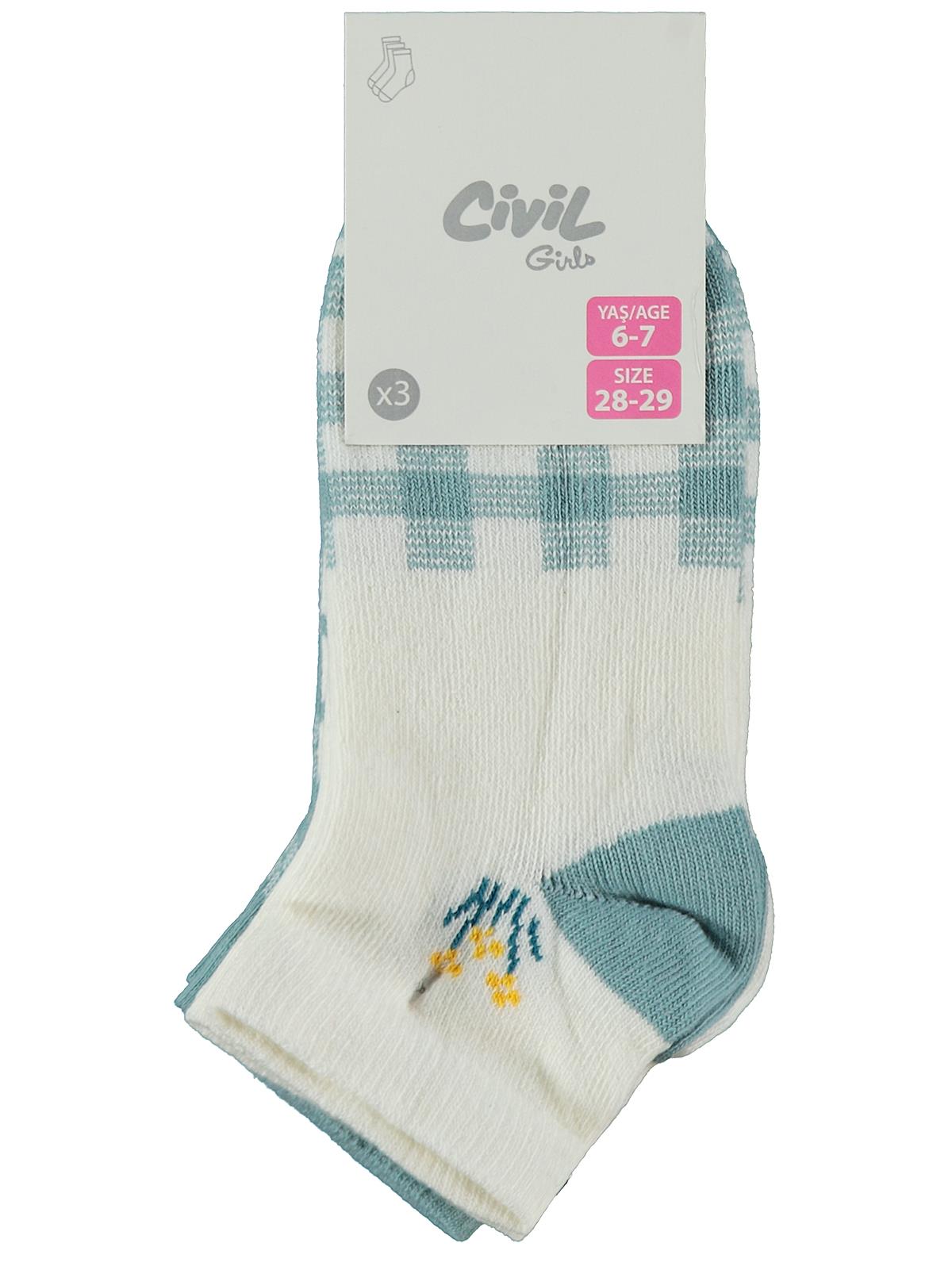 Civil Girls Çiçek 3'lü 2-12 Yaş Kız Patik Çorap - Standart