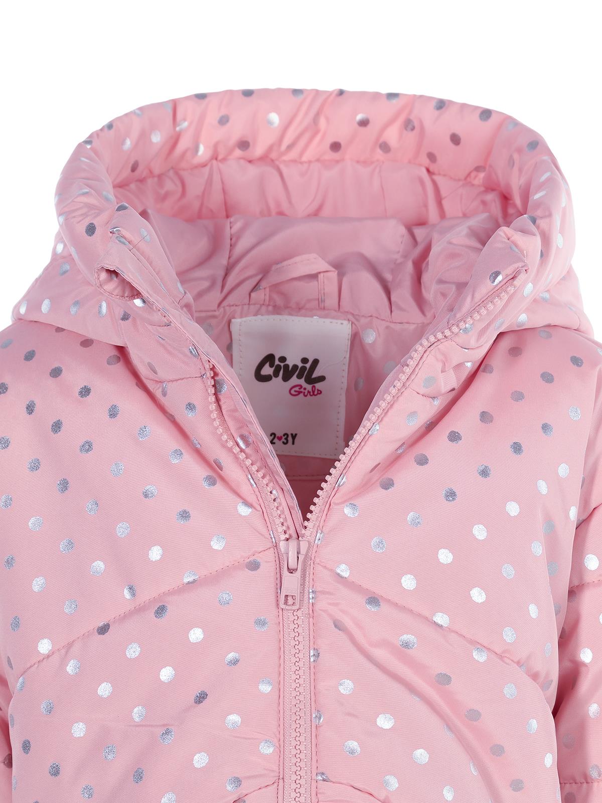 Civil Girls Puantiye Baskılı 2-5 Yaş Mont - Pembe