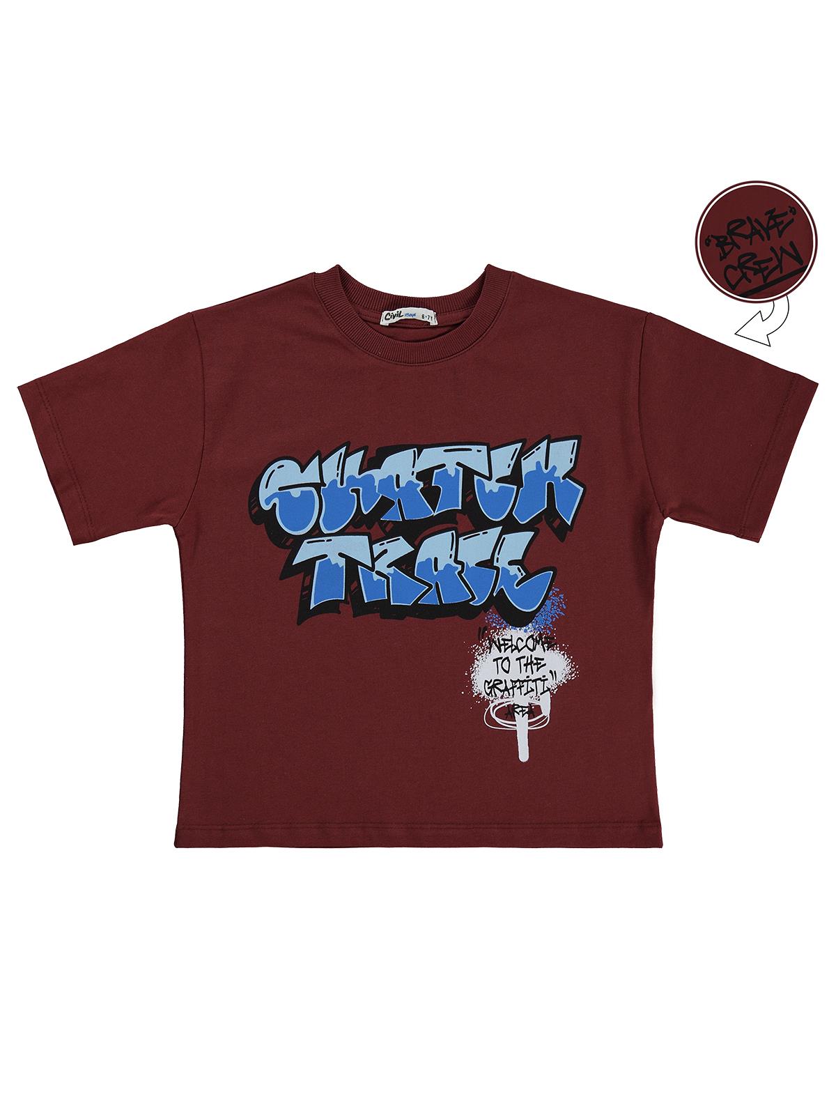Civil Boys Skater Baskılı 10-13 Yaş Tişört - Turuncu