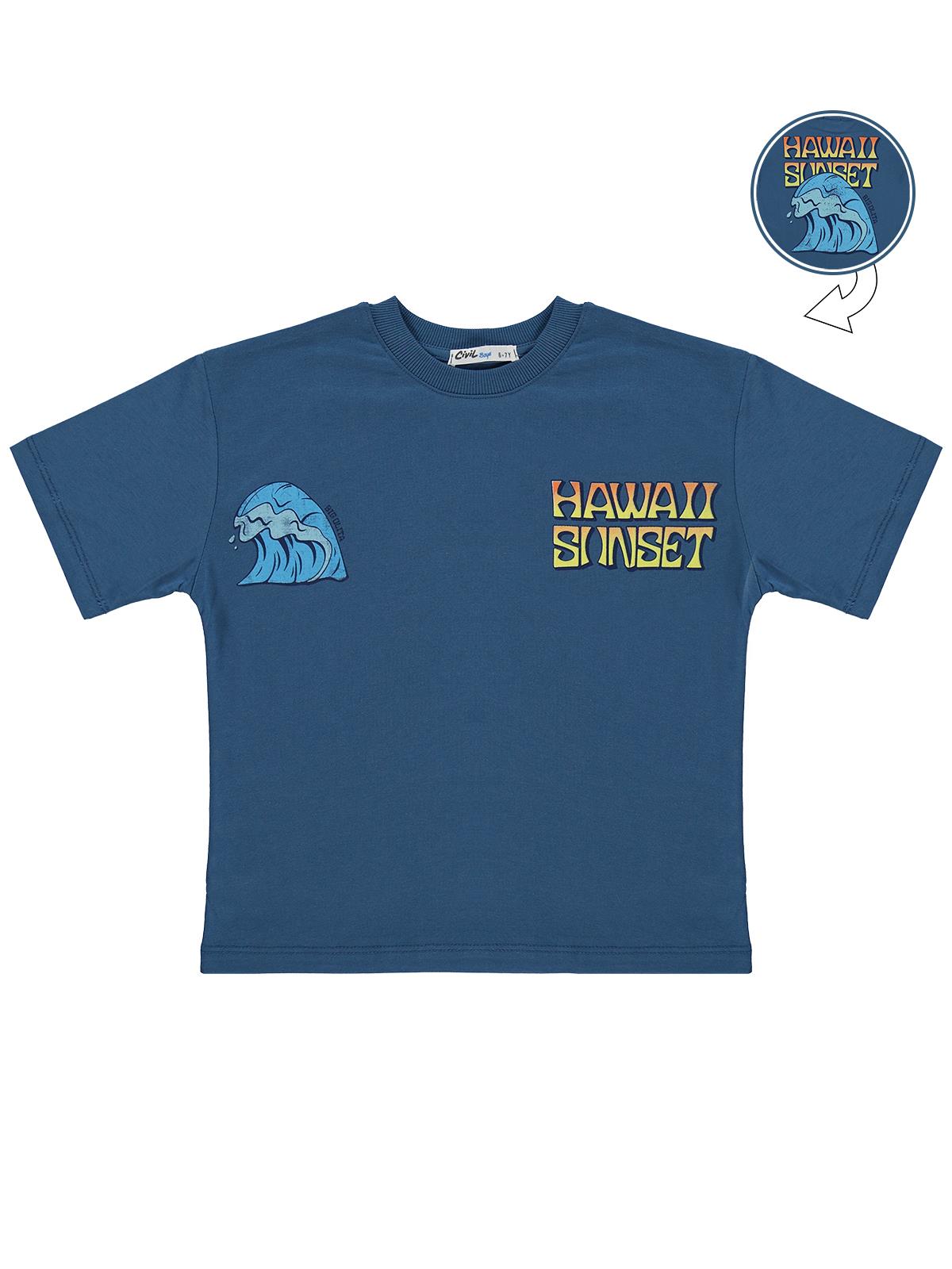 Civil Boys Hawaii Sunset Baskılı 6-9 Yaş Tişört - Yeşil