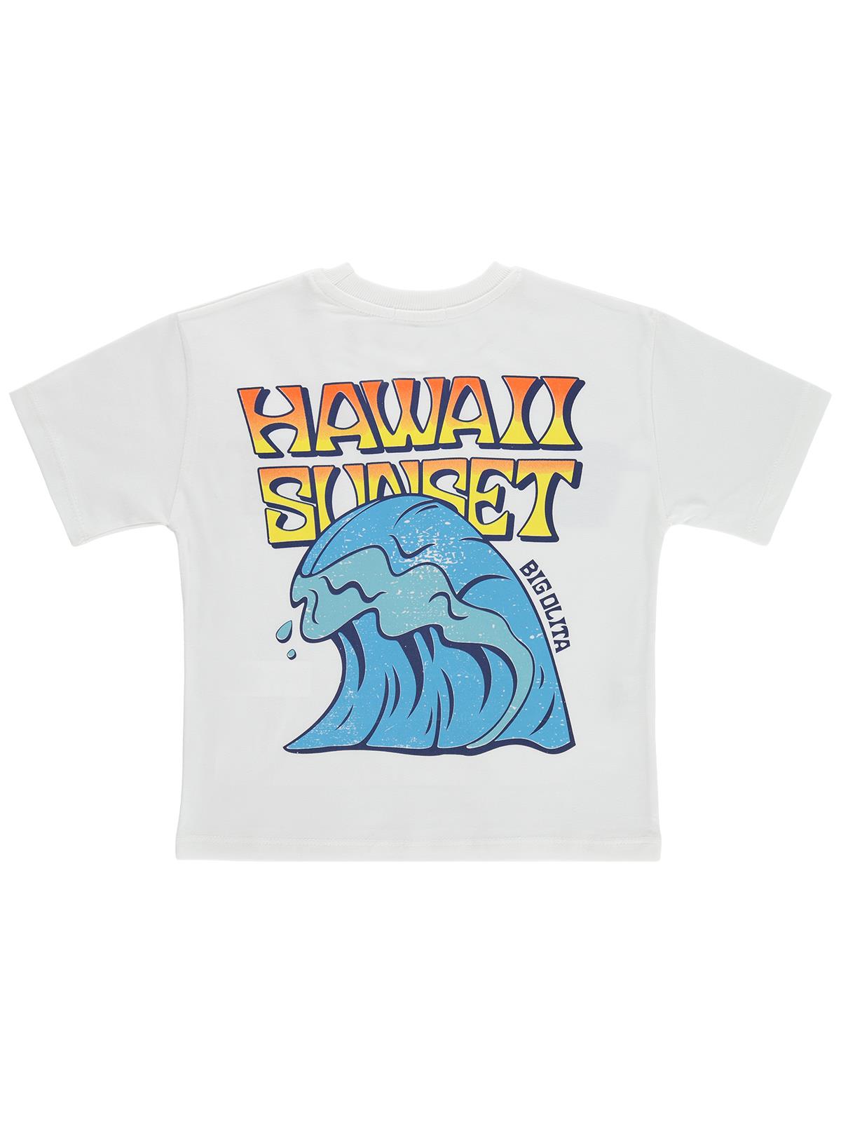 Civil Boys Hawaii Sunset Baskılı 10-13 Yaş Tişört - Kırık Beyaz